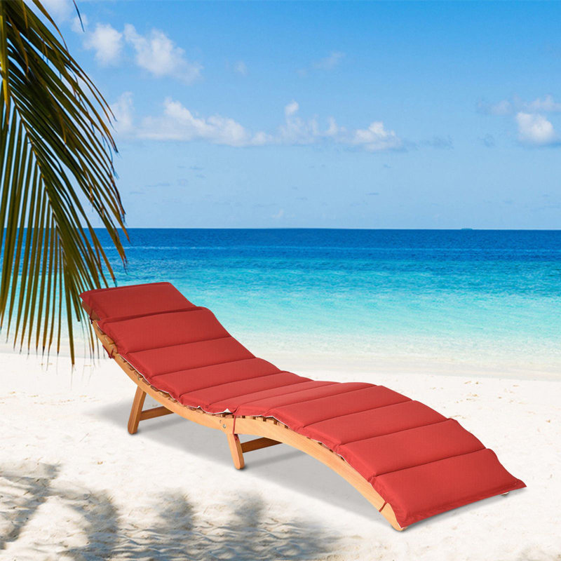 Outdoor Eucalyptus Wood Chaise Lounge , Cushion Included
