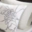 Literie en coton pour grand lit - gris / pêche, floral, jupe de lit et 3 coussins décoratifs gris / pêche, avec