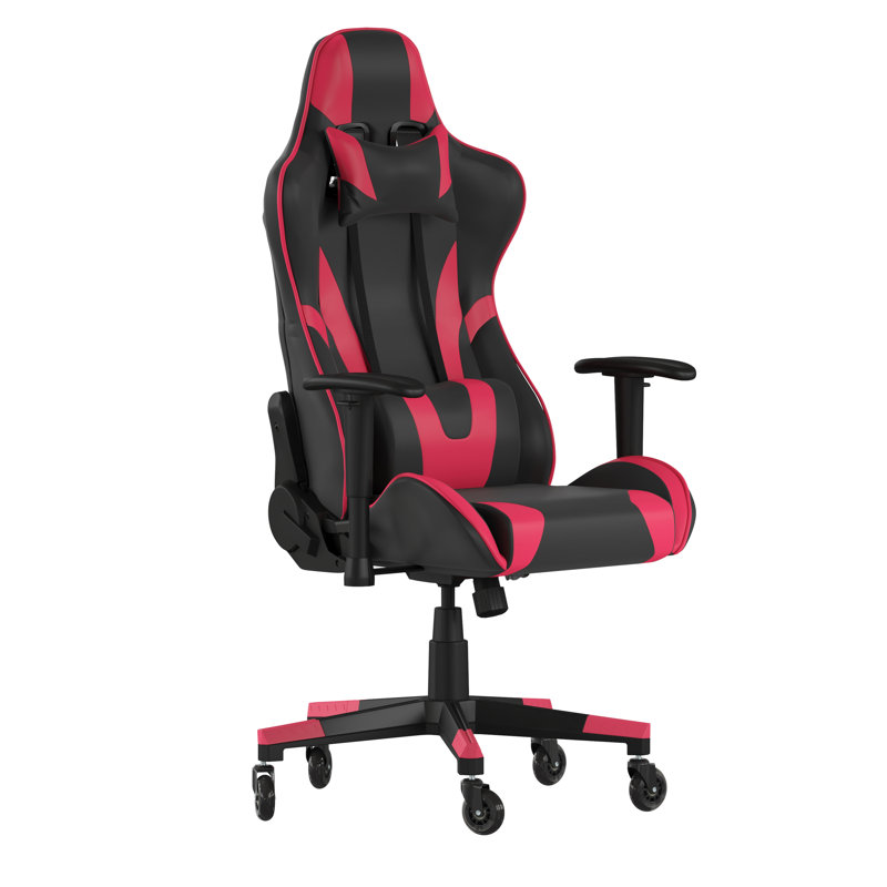 Fauteuil de jeu avec roulettes et dossier inclinable Kelig Office, Rouge