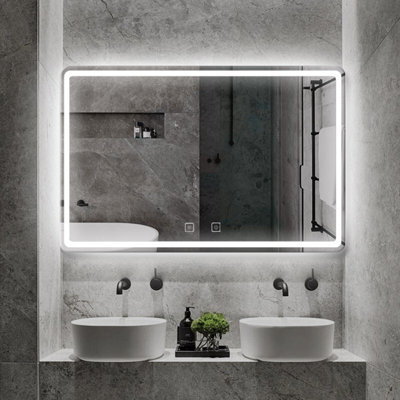  24'' x 32'' LED Bathroom Vanity Mirror, Anti-fog, Frameless Rectangle Wall Mounted Mirror