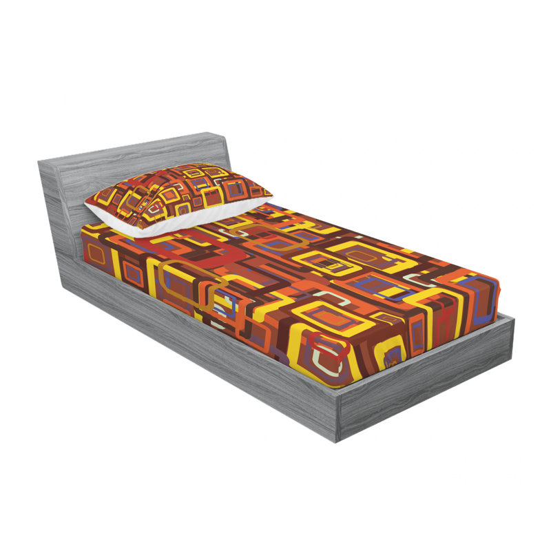 Microfiber Geometric Sheet Set, Twin XL Sheet Set with Fitted Sheet