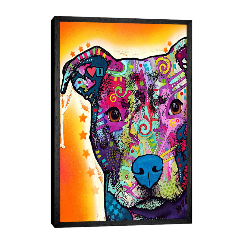 Heart U Pit Bull 1 Piece Wall Art on Canvas, 152.5 cm H x 101.5 cm W, Black Framed