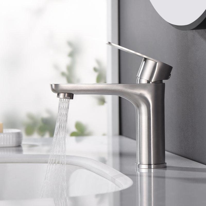 Single-Hole Single-Handle Bathroom Faucet,Deck Mount Bathroom Sink Faucet, Brushed Nickel
