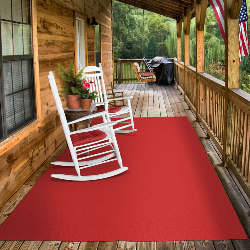 Tapis intérieur / extérieur avec envers en caoutchouc marine - Tapis rouge, Rectangle 6 pi x 10 pi