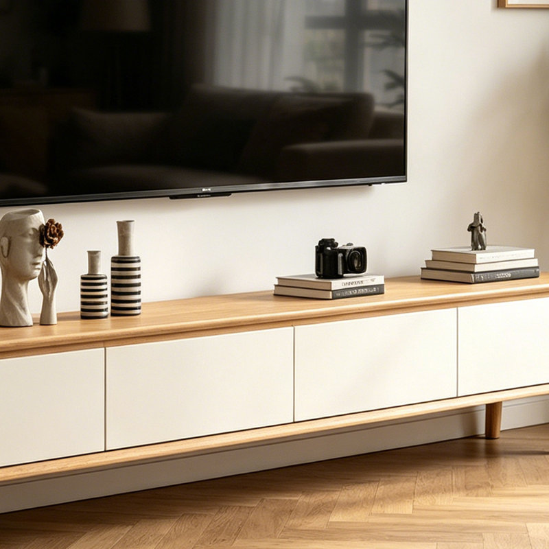 Meuble télé Modern, H 16,53 po x l 78,74 po x P 11,81 po, Brown/White