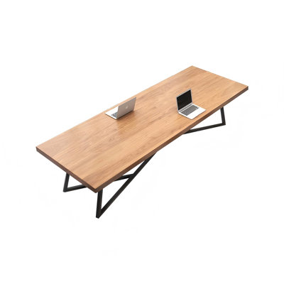 Modern Minimalist Solid Wood Long Conference Table in Natural Tone