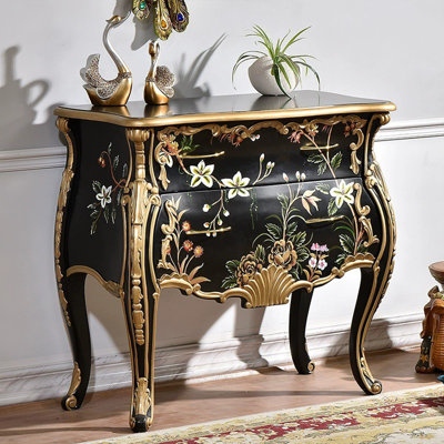 Console en bois massif noir + bois manufacturé