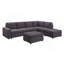 Canapé modulaire Cassia de 120 po avec repose-pieds en lin gris foncé Cassia