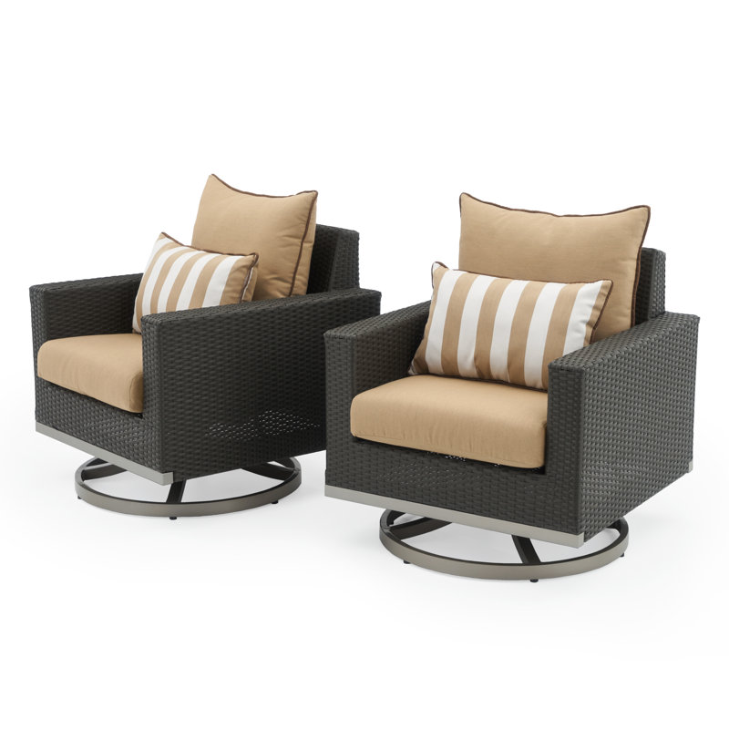 2Pc Sunbrella Outdoor Motion Club Chairs - Red, Grey, Brown, Beige 
