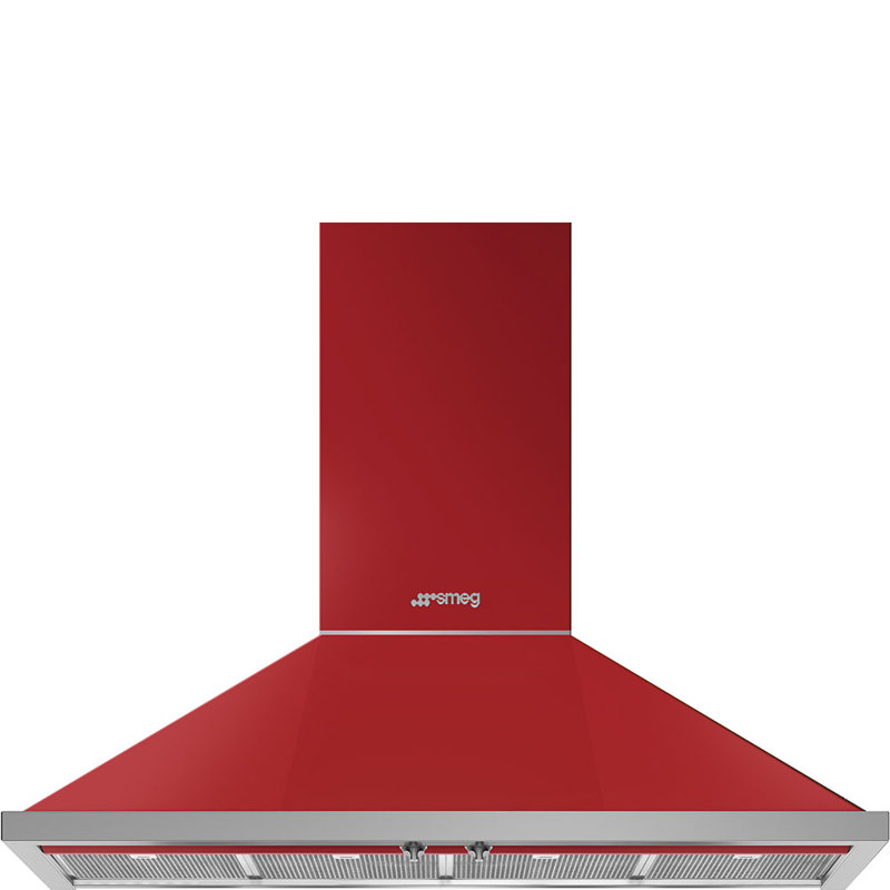 SMEG Portofino 48" 600 CFM Convertible Wall Mount Range Hood, Red