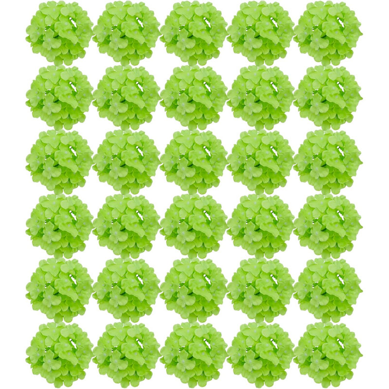 30 têtes d'hortensia en soie verte