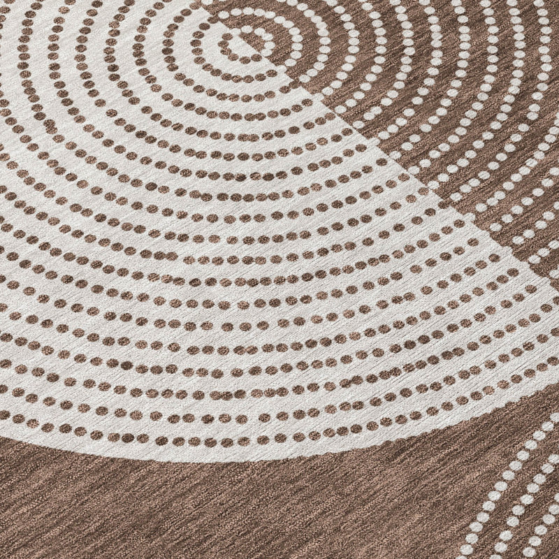 Machine Washable Indoor/Outdoor Jenning ACN2275 Geometric Rug, Round 8'
