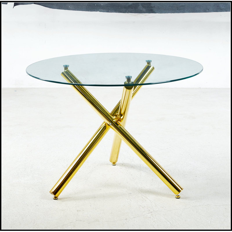 Table de salle à manger Golden avec pieds en métal et conception moderne peu encombrante pour les salons élégants