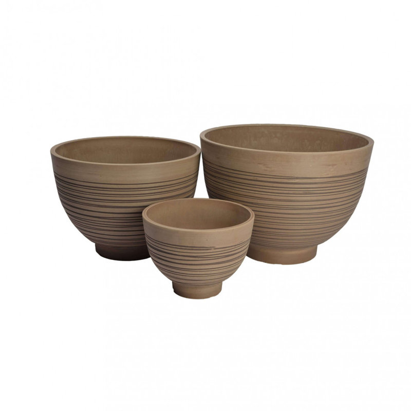 Keshana Synthetic Fiber Floor Vase, Taupe, 3 pieces, 32cm H x 45cm W x 45cm D