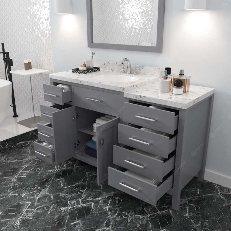 Ensemble de meuble-lavabo simple 57 po Itia, gris, Carrée