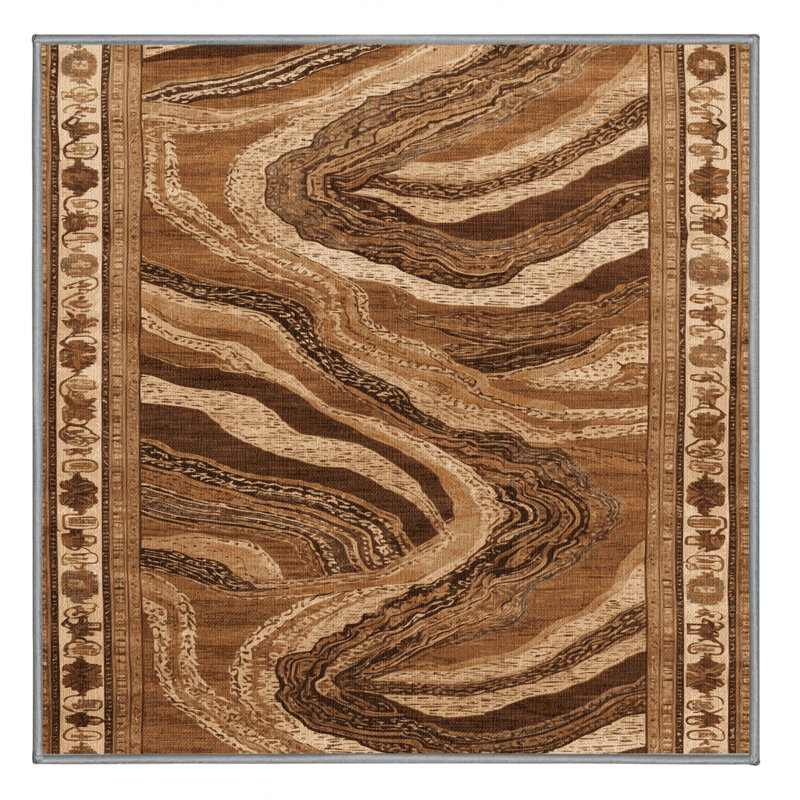 Tapis brun lavable à la machine, Carré 6 pi