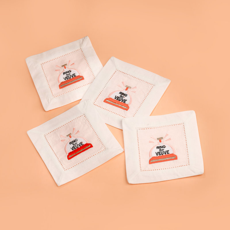 Serviettes de cocktail brodées Veuve Vibes