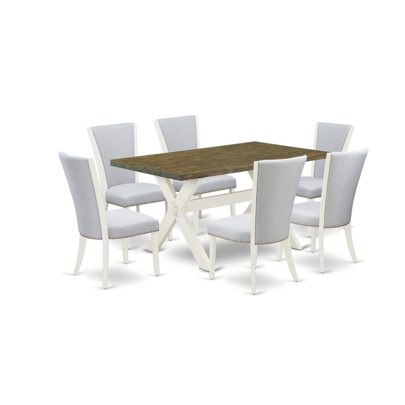 Ensemble de table de salle à manger 7 pièces 7 pièces Modernes, H 30 po x L 60 po x l 36 po, Finition jacobien vieilli, gris