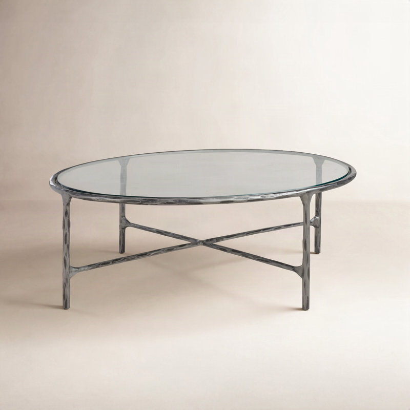 Evelynn Glass Top Coffee Table, Silver, Clear
