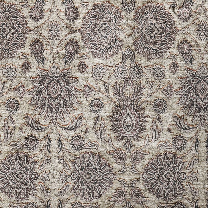 Tapis floral à poils longs de qualité supérieure lavable à la machine ADS702, Ivoire ivoire, 1 pi 8 po x 2 pi 6 po