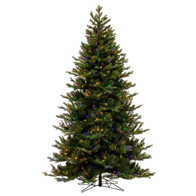 Artificial Fir Christmas Tree with Lights, 6.5', Clear/White