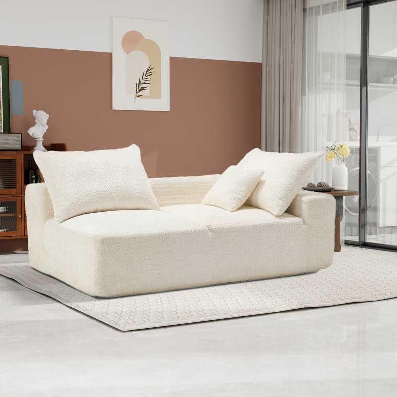 Canapé en chenille pleine mousse avec 2 coussins - aucun assemblage requis, Boucle gris