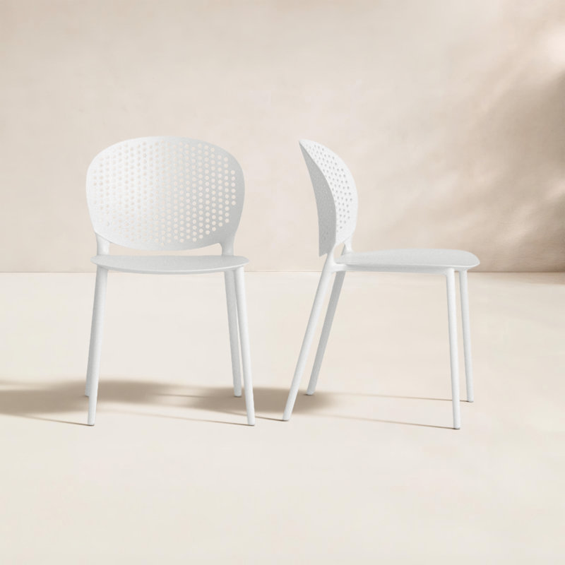 Chaise de salle à manger d'extérieur empilable, Blanc