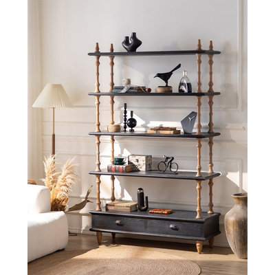 Knot Free Pine Open Multi Tier Bookshelf with Drawers