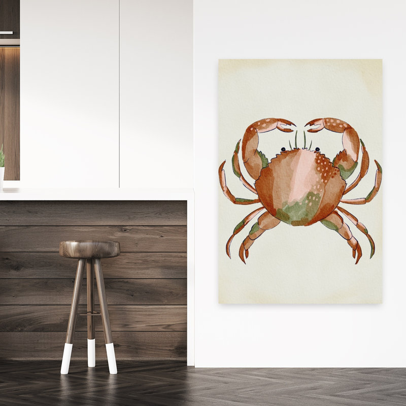 Aquarelle, crabe, coquillages, crabe
