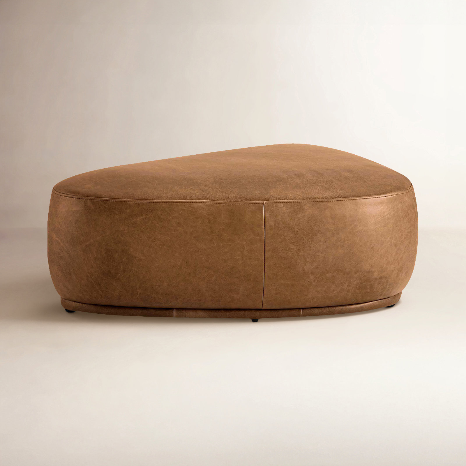 Adna 44" Genuine Leather Ottoman, Walnut Genuine Leather