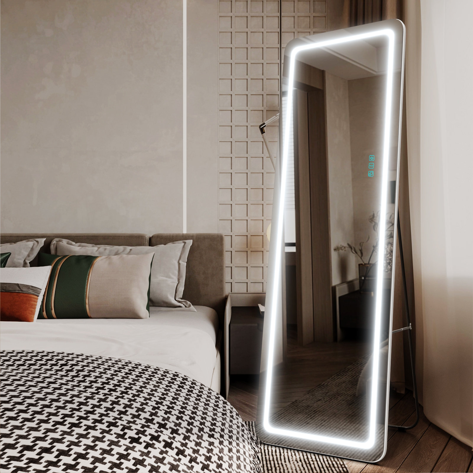 Bedroom mirror ideas: with lights, wood frames or RGB backlight