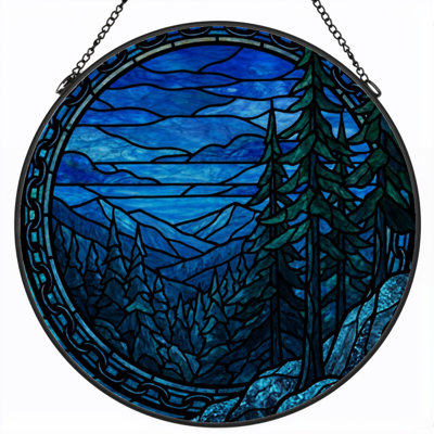 Panneau de vitrail 12 po H Blue Forest