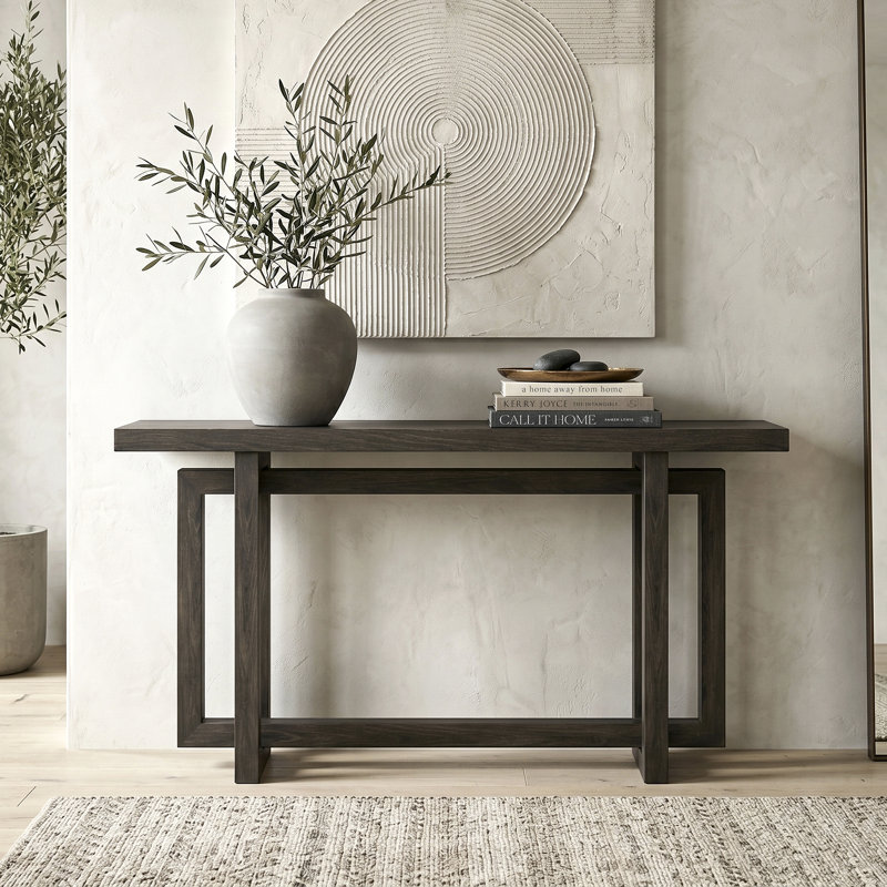 Breslow 55" Wide Rectangular Console Table in Alder Brown, Alder Brown, 29.5" H x 55" W x 10" D