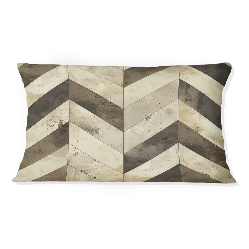 Imprimé chevron brun crème II - coussin lombaire moderne