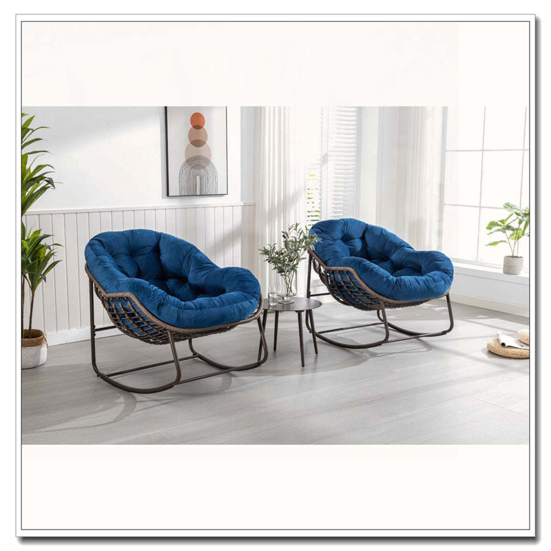 Chaise berçante d'extérieur en rotin, Marine