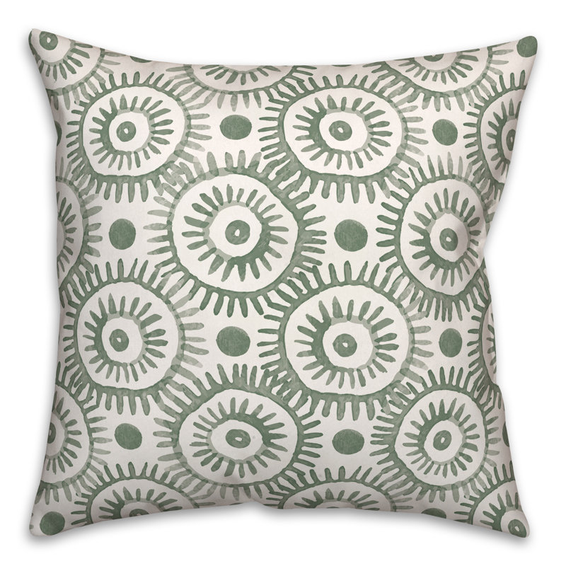 Housse et insert de coussin carré extérieur Circles 14, Vert, 18 po x 18 po