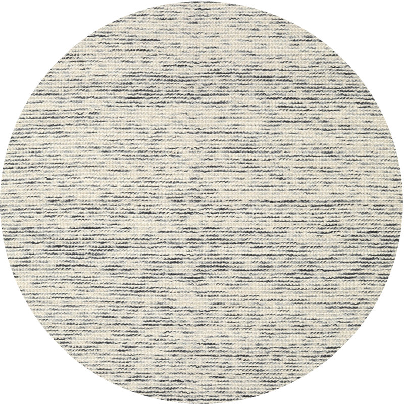 Tapis contemporain gris / crème, Rond 5 pi