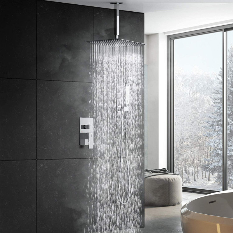 Système de douche complet avec valve brute, Chrome poli