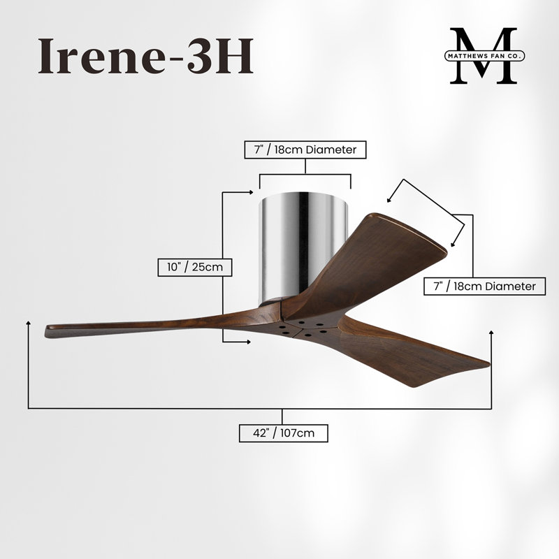 Irene Ceiling Fan, Polished Chrome, Walnut Tone, 42"