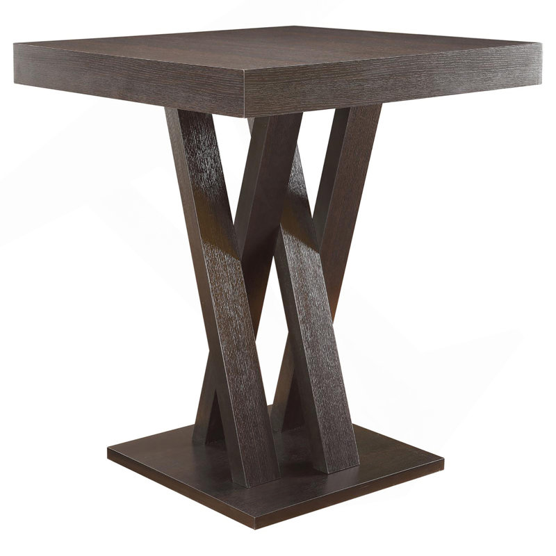 Cappuccino Double X Base Square Bar Table