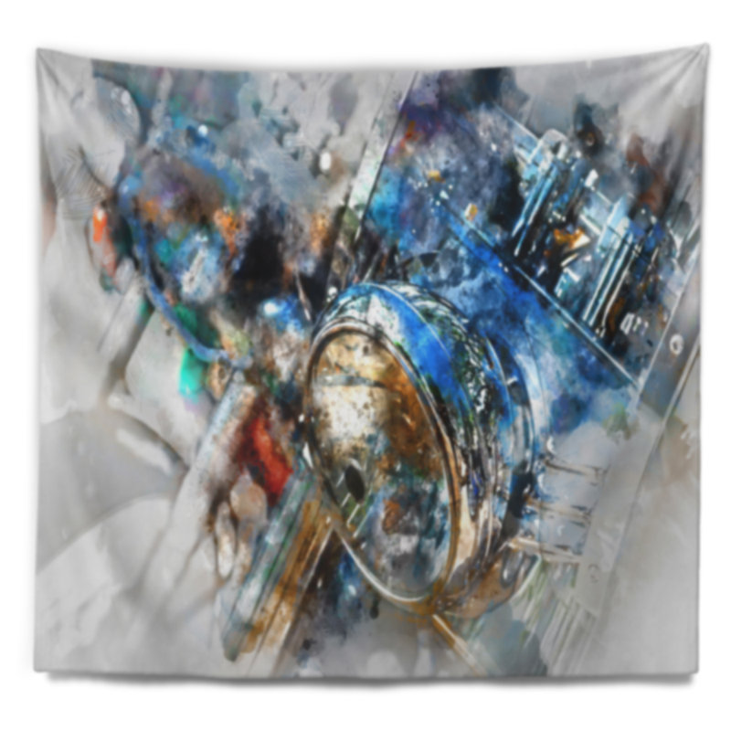 Tapisserie aquarelle de motocycle en polyester avec accessoires suspendus inclus, H 50 po x l 60 po