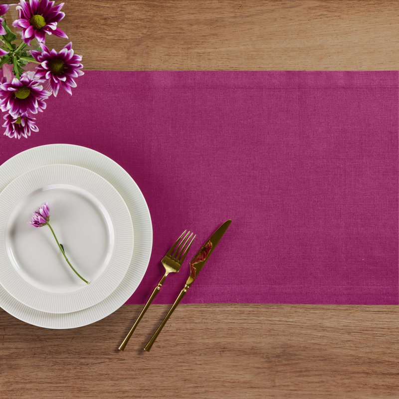 Diana - 100% Pure Linen Table Runner, 120" x 14", Festive Fuchsia