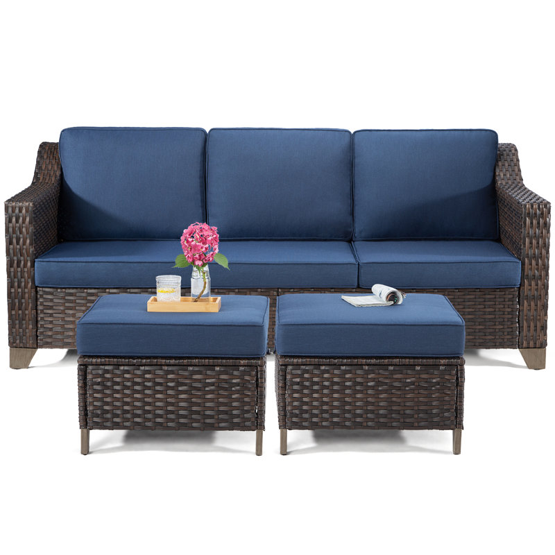 Ensemble de conversation d'extérieur pour 5 personnes avec coussins Babucarr, Bleu