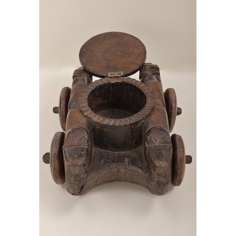 Boîte à épices en bois de 9 po avec roulette | Boîte à épices en bois | Art fait à la main | Fabriqué en Inde