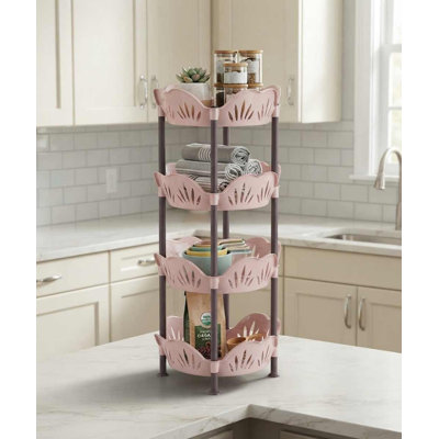 4 Tier Round Storage Basket - Pink