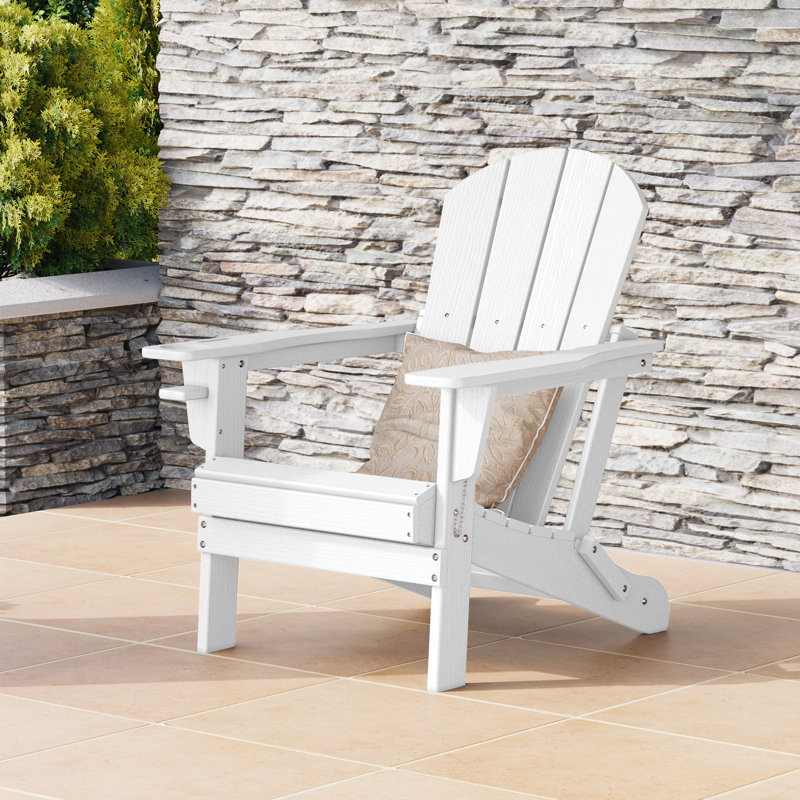 Chaise Adirondack d'extérieur avec porte-gobelet, Blanc