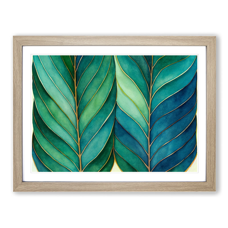 Explosive Leaf - Single Picture Frame Print, 25cm H x 34cm W x 2cm D, Oak Framed