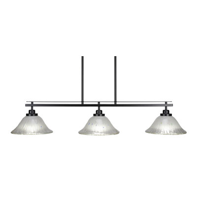 Kolby 3 Light Island Light Shown In Matte Black Finish With 10" Crystal Glass