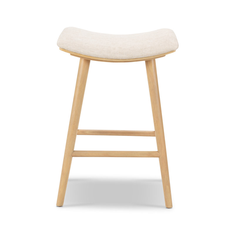 Union Wallis Belfast Solid Wood Stool, Rayon/Viscose - Essence Natural/Light Parawood, Counter Stool (26" Seat Height)