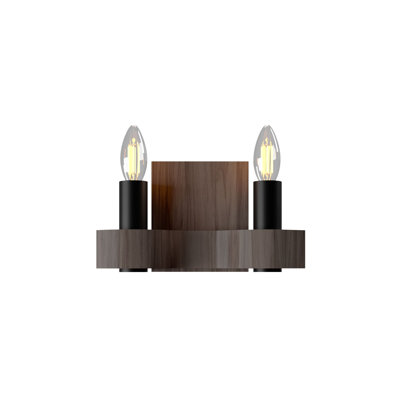 Flow Manufactured Wood Plug-in Candle Wall Light